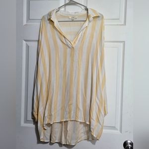 Umgee XL Yellow and White Striped Blouse